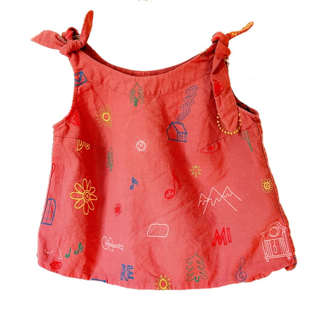 Samantha Pleet rust tank top with Do Re Mi embroidery - Picture 1 of 2